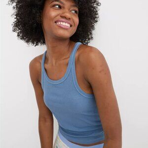 *NWT Aerie Real Soft® Ribbed Tank Top Lakeside Blue L